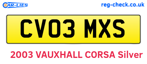 CV03MXS are the vehicle registration plates.