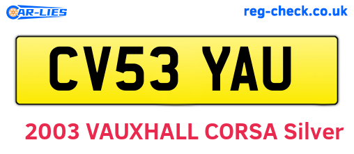 CV53YAU are the vehicle registration plates.