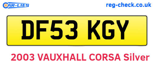 DF53KGY are the vehicle registration plates.