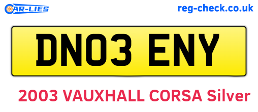 DN03ENY are the vehicle registration plates.