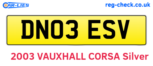 DN03ESV are the vehicle registration plates.