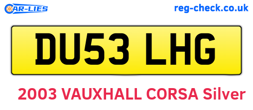 DU53LHG are the vehicle registration plates.