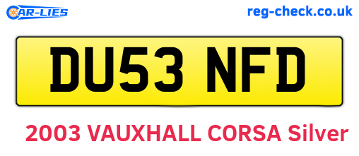 DU53NFD are the vehicle registration plates.