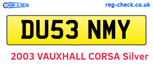 DU53NMY are the vehicle registration plates.