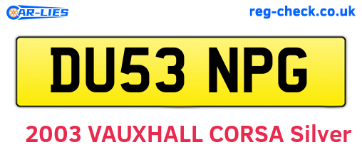 DU53NPG are the vehicle registration plates.