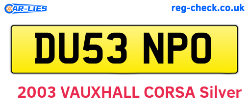 DU53NPO are the vehicle registration plates.