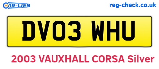 DV03WHU are the vehicle registration plates.