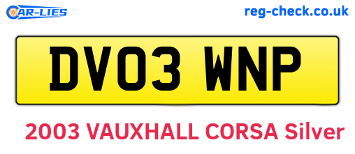 DV03WNP are the vehicle registration plates.