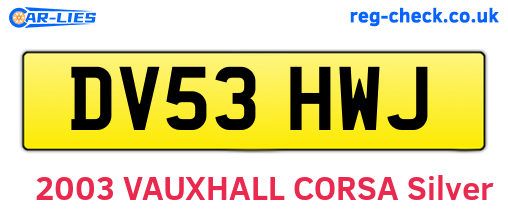 DV53HWJ are the vehicle registration plates.