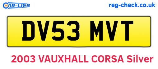 DV53MVT are the vehicle registration plates.
