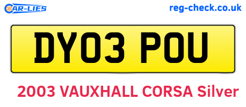 DY03POU are the vehicle registration plates.