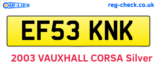 EF53KNK are the vehicle registration plates.