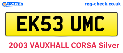 EK53UMC are the vehicle registration plates.