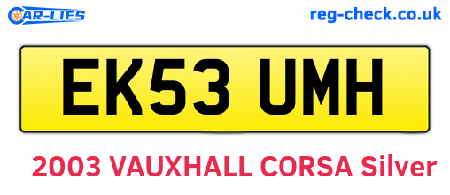EK53UMH are the vehicle registration plates.