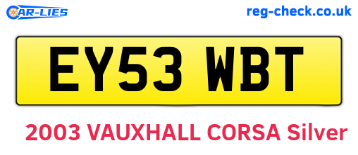 EY53WBT are the vehicle registration plates.