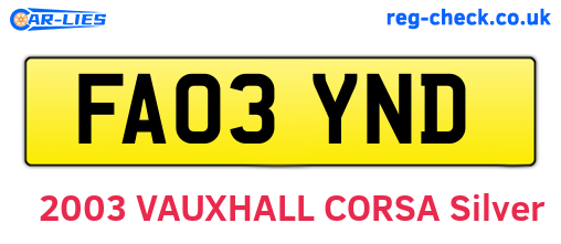 FA03YND are the vehicle registration plates.