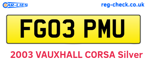 FG03PMU are the vehicle registration plates.