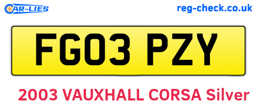FG03PZY are the vehicle registration plates.