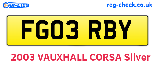 FG03RBY are the vehicle registration plates.