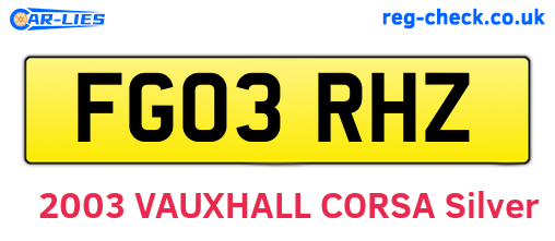 FG03RHZ are the vehicle registration plates.