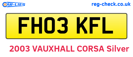 FH03KFL are the vehicle registration plates.