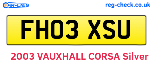 FH03XSU are the vehicle registration plates.