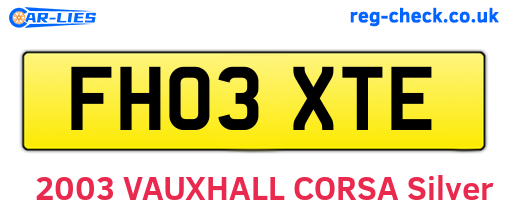 FH03XTE are the vehicle registration plates.