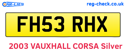 FH53RHX are the vehicle registration plates.