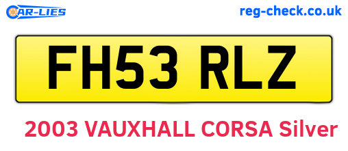 FH53RLZ are the vehicle registration plates.
