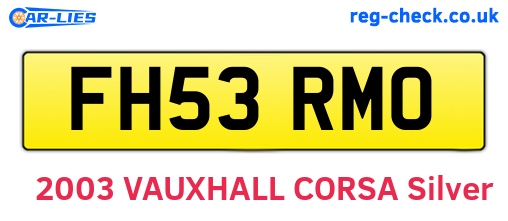FH53RMO are the vehicle registration plates.