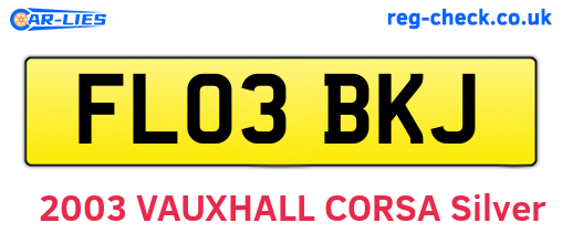 FL03BKJ are the vehicle registration plates.