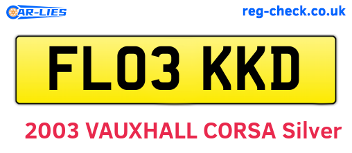FL03KKD are the vehicle registration plates.