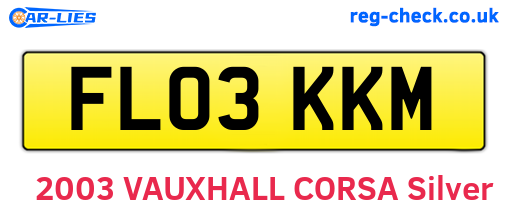 FL03KKM are the vehicle registration plates.