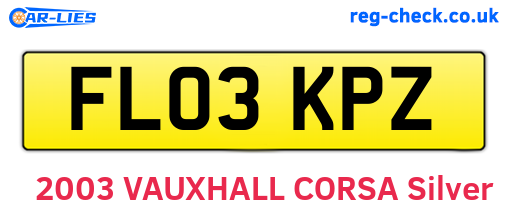 FL03KPZ are the vehicle registration plates.