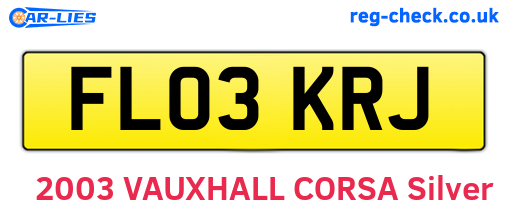 FL03KRJ are the vehicle registration plates.