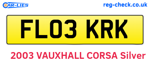 FL03KRK are the vehicle registration plates.