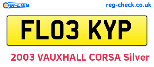 FL03KYP are the vehicle registration plates.