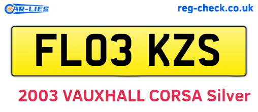FL03KZS are the vehicle registration plates.