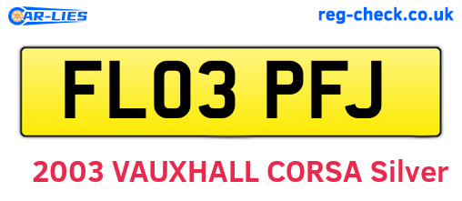 FL03PFJ are the vehicle registration plates.