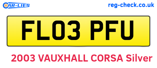 FL03PFU are the vehicle registration plates.