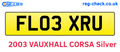 FL03XRU are the vehicle registration plates.