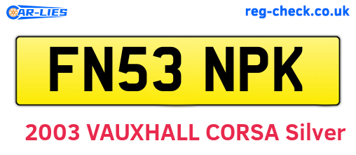 FN53NPK are the vehicle registration plates.