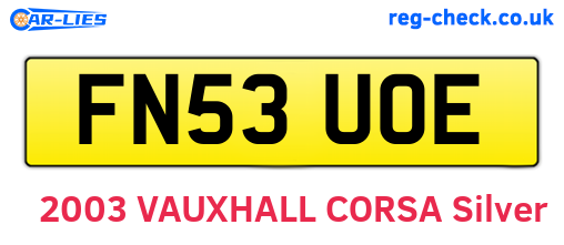 FN53UOE are the vehicle registration plates.