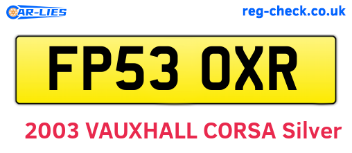 FP53OXR are the vehicle registration plates.