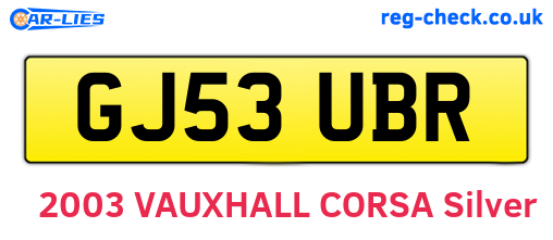 GJ53UBR are the vehicle registration plates.