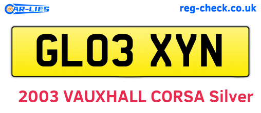 GL03XYN are the vehicle registration plates.