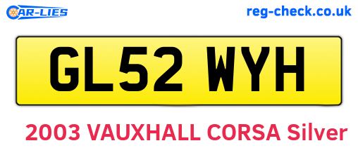 GL52WYH are the vehicle registration plates.