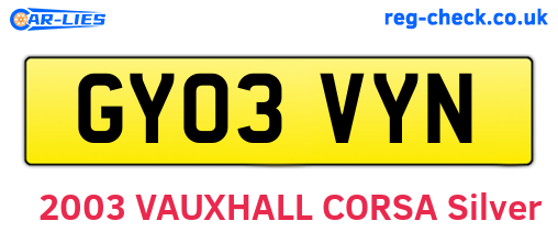 GY03VYN are the vehicle registration plates.