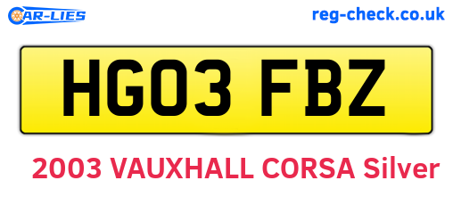 HG03FBZ are the vehicle registration plates.