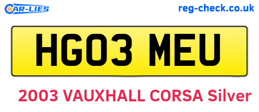 HG03MEU are the vehicle registration plates.